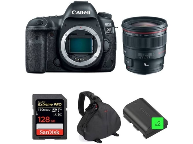 Kit Cámara Reflex CANON EOS 5D Mark IV + EF 24mm f/1.4L II USM + SanDisk 128GB + 2 LP-E6N + Bolsa