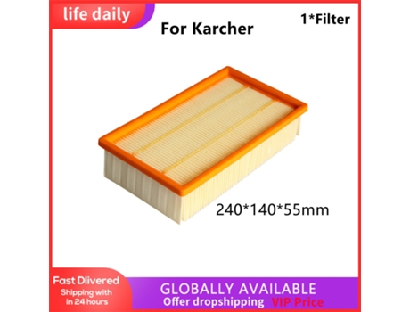 * filtro para aspiradora Karcher, reemplazo Nt35/1 Eco Nt 360 Nt 361 Nt 45/1 55/1 611, filtro de aire 240*140*55Mm, filtro de vacío para el hogar