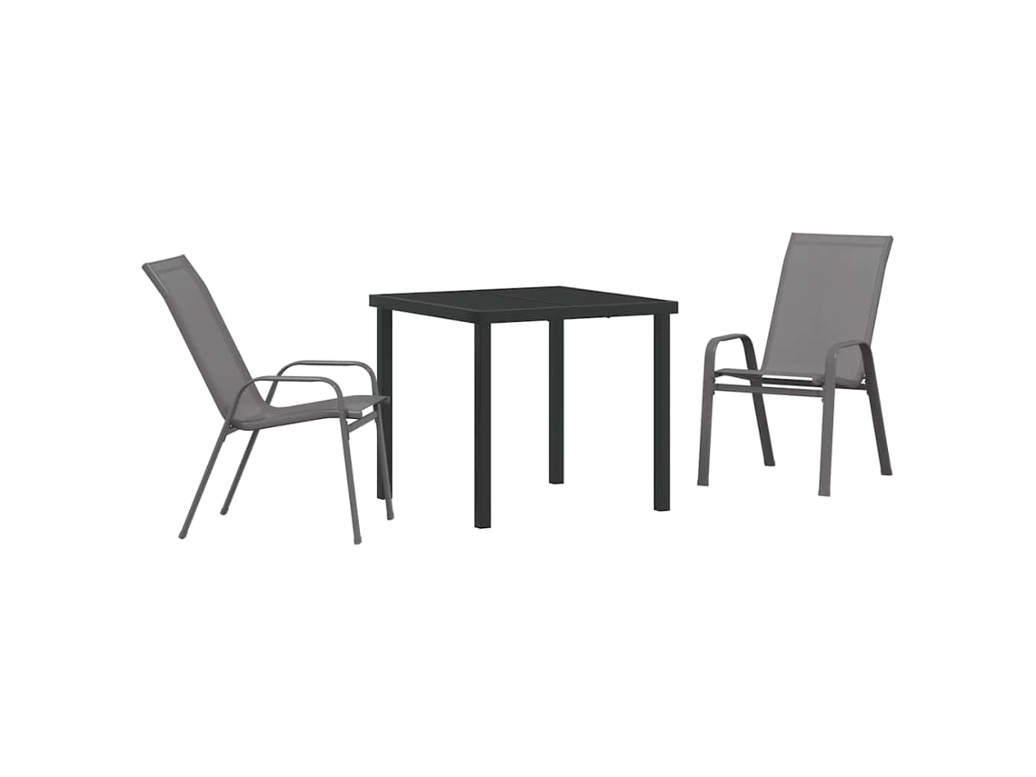 Maison Exclusive - Conjunto De Jantar Para Jardim 3 Pcs Cinza E Preto
