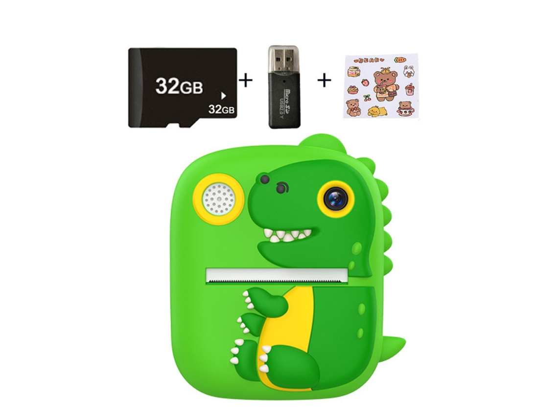 Kit De Cámara Instantánea Siurn Tarjeta De Memoria 32g Lector De Tarjetas Pegatinas De Dibujos Animados Verdes