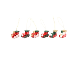 6 Piezas De Tren De Juguete De Madera, Decoración Colgante, Adorno Navideño Festivo