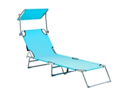 Tumbo plegable con respaldo ajustable y toldo Beliani Foligno de acero azul 58x201x80