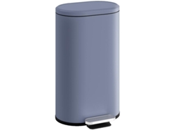 Cubo de basura de 30 l, pedal metálico, contenedor interior extraíble, tapa de cierre suave, gris, BGA Store