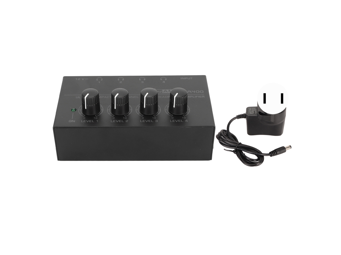Amplificador De Fones De Ouvido Estéreo 4 Canais Com Controle De Volume Independente Ultra Baixo Ruído Compacto 100‑240v Plug Us