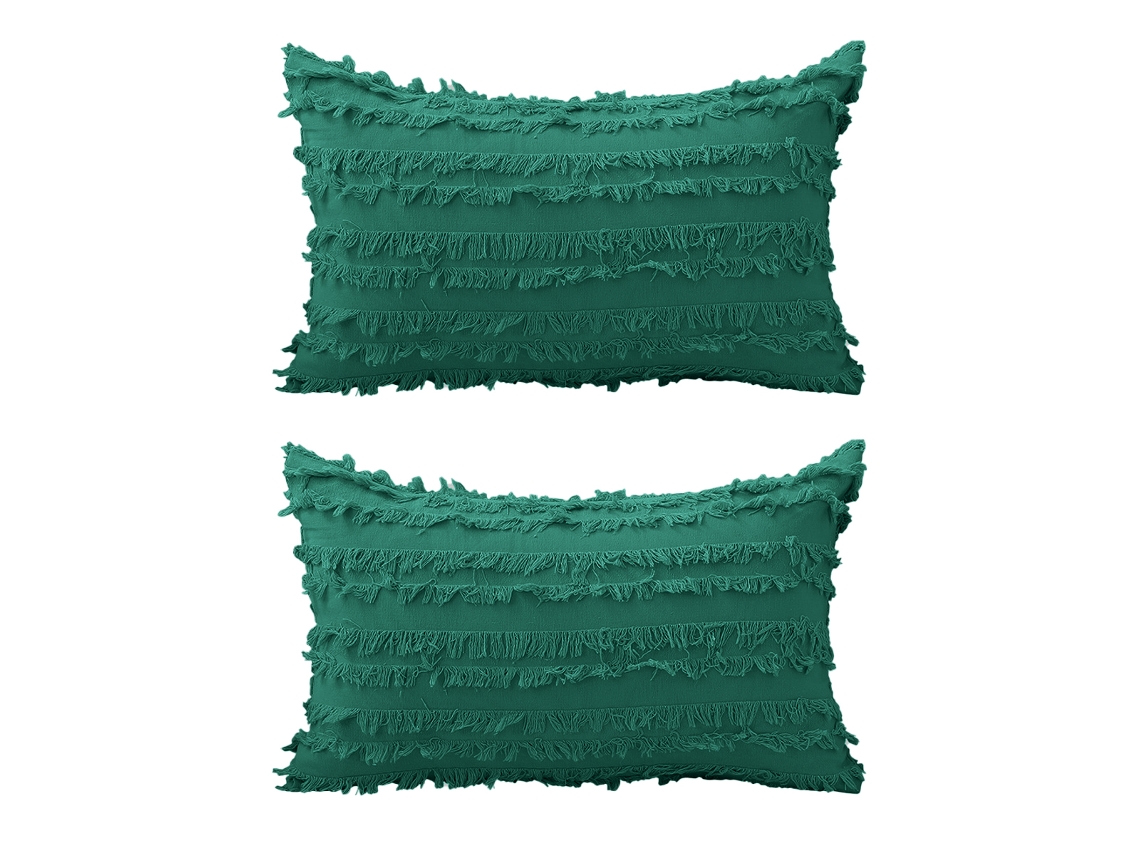 Juego De 2 Fundas De Almohada Bohemias De Algodón Y Lino, 30 X 50 Cm