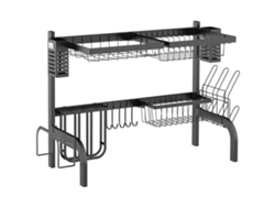 Escurridor De Platos Sobre El Fregadero, Tendedero Modular De 2 Niveles, Acero, 81,5 X 31,5 X 53,5 Cm, Negro