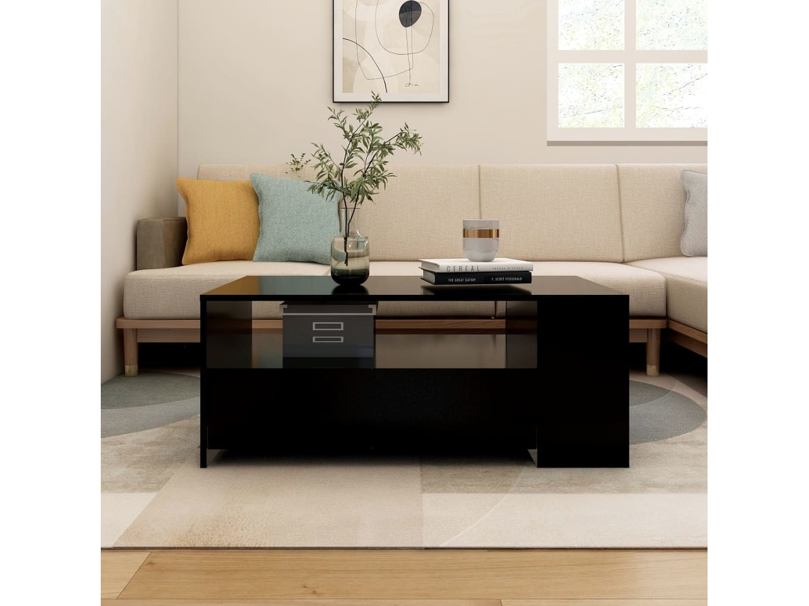 Mesa de Centro Apoyo 102X55X42 cm Madera Procesada Negro