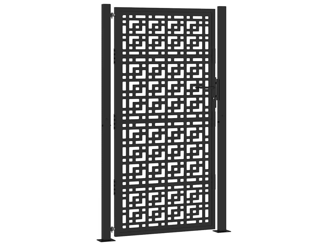 Puerta De Jardín Vidaxl Negro Acero Autopatinable (105 X 180 Cm)