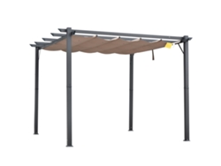 Pérgola De Jardín De 3x3 M Con Cubierta Retráctil De Aluminio Con Protección Uv En Color Gris.