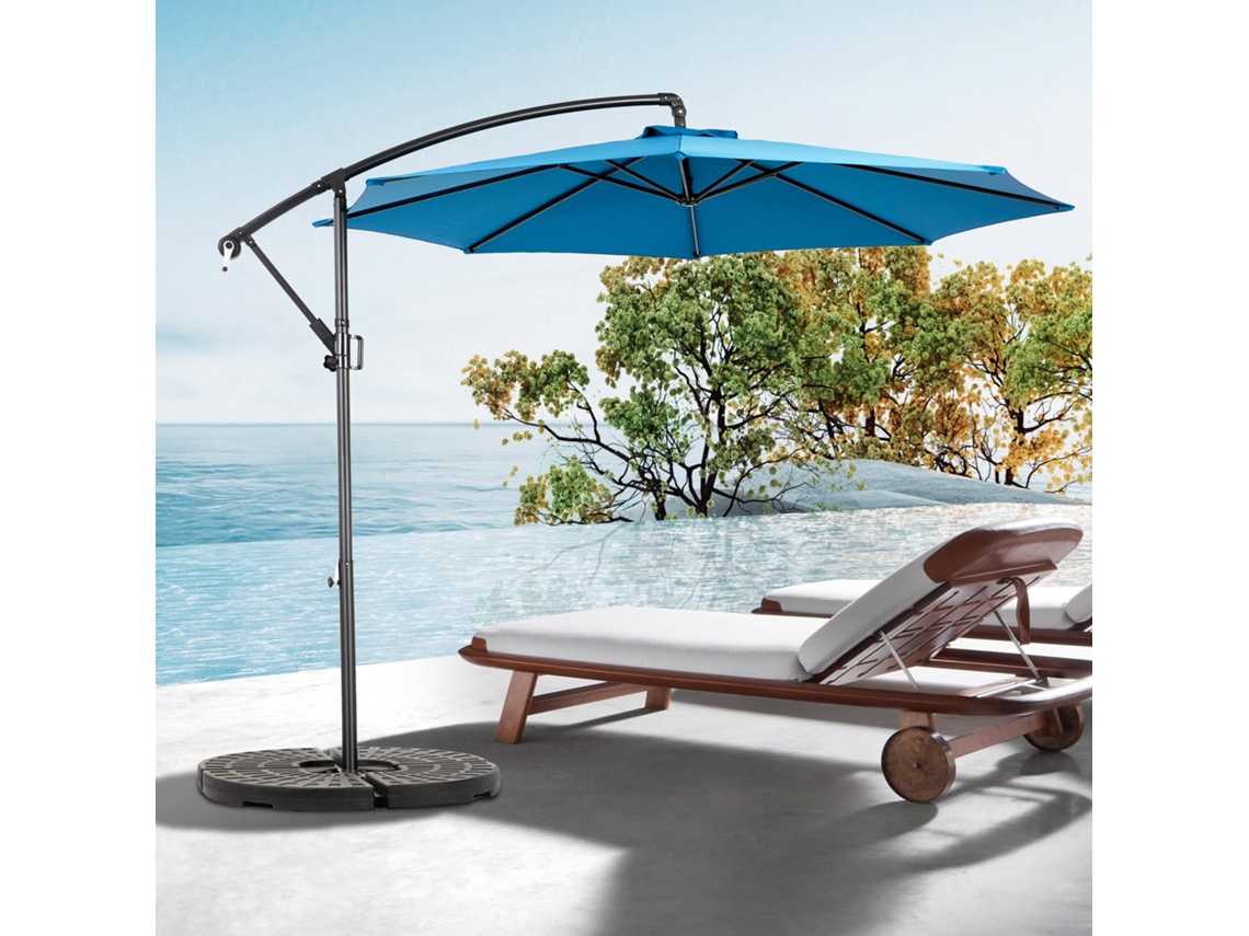 Sombrilla Rectangular Grande De 4,5 M Para Exteriores, De Doble Cara, Con Manivela (azul) (sin Base)
