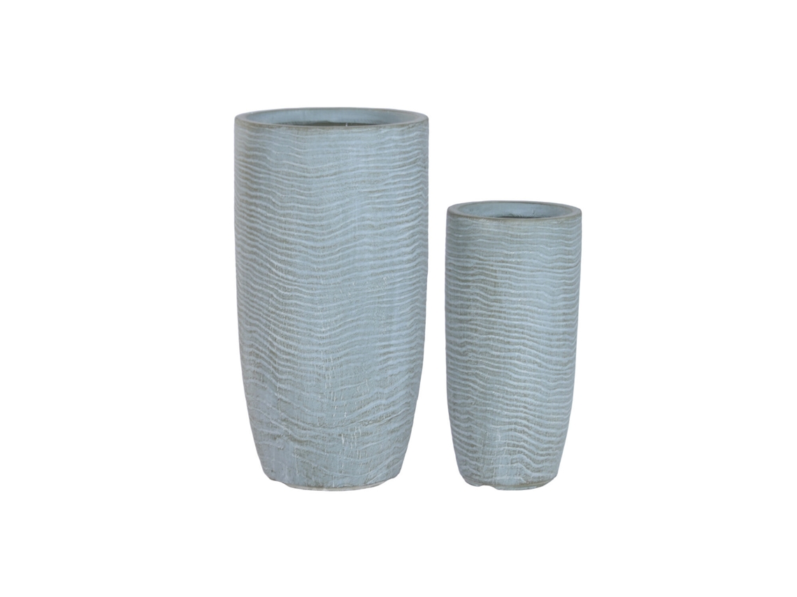 Set 2 Macetero Magnesia Fibra Vidrio Gris 33x33x62cm