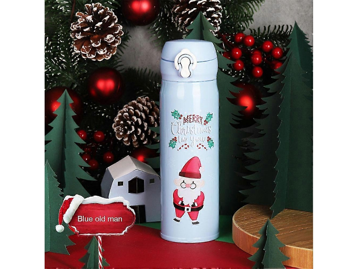 Botella térmica de 450 ml, taza navideña, botella de agua con aislamiento al vacío, acero inoxidable Ly Ebike