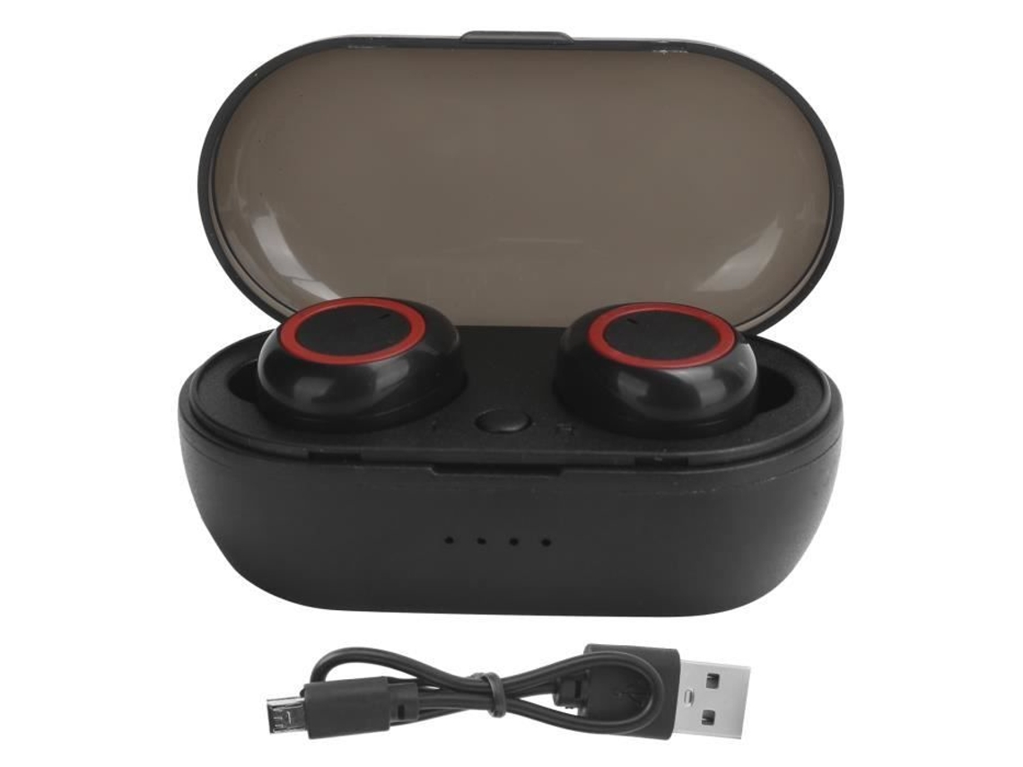 Lan Auriculares inalámbricos Y50 Auriculares Bluetooth Auriculares estéreo Auriculares Bluetooth 5.0 Negro Rojo FDIT