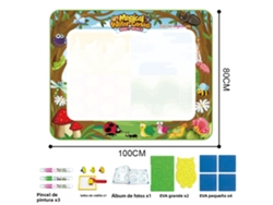 Tapete Mágico para Pintura con Acuarela (Insectos 100x80cm) Extra Grande, Set de Juguete para Dibujo con Acuarela y Grafito.