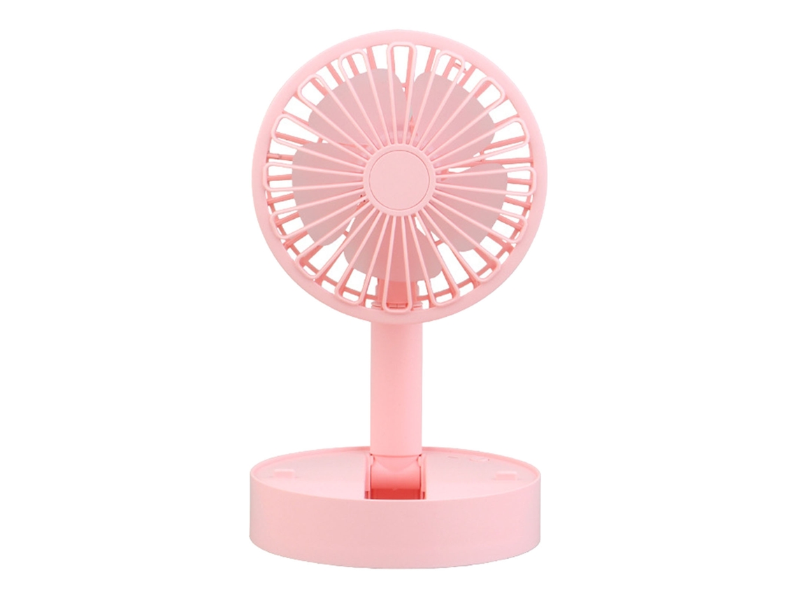 Ventilador de mesa plegable silencioso, potente, color rosa, 3 velocidades.