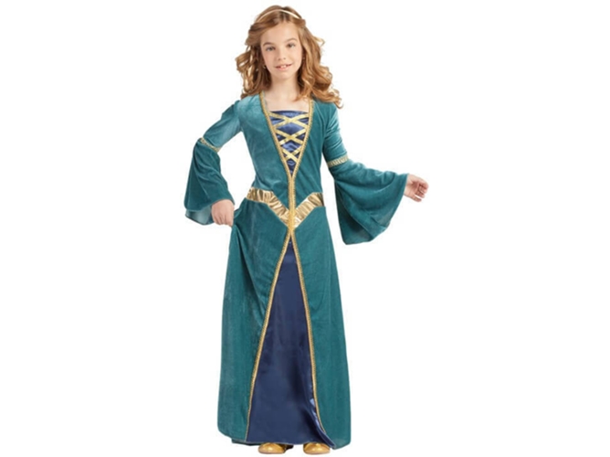 Disfraz de Niña DISFRAZZES Princesa Medieval Verde (Talla: 7 a 9 años)