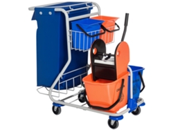 Carro De Limpieza 2 Cubos 18l + 2 Cubos 6l, Con Prensa Y Ruedas, Azul/naranja