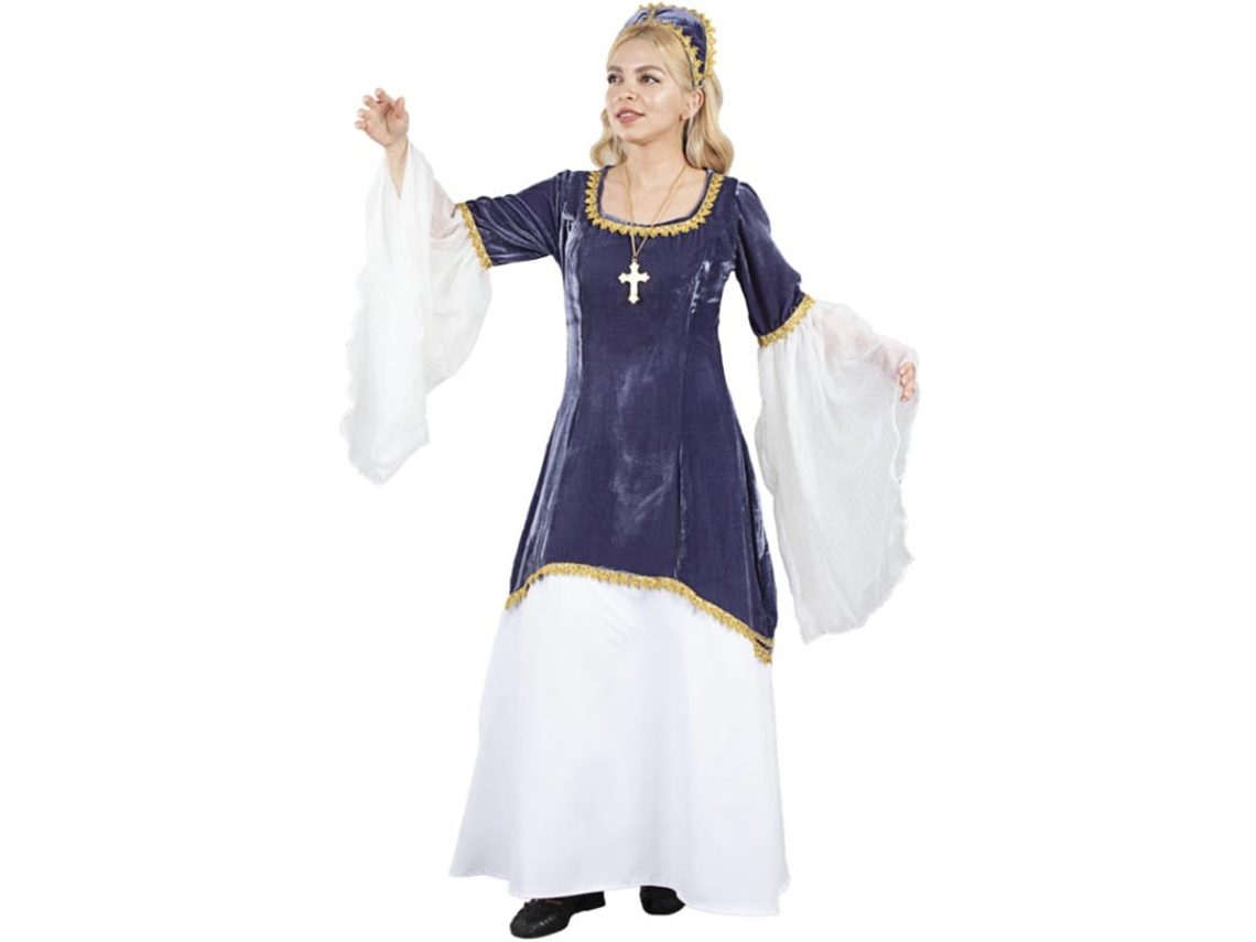 Disfraz de Doña Petronila azul y blanco para mujer
