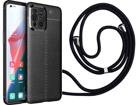 Funda Oppo Find X3 Pro Rugged Leather con Collar Negro