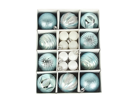 Adorno de bolas de Navidad - Bolas de Navidad irregulares irrompibles de 60 mm / 30 mm (26 piezas), azul 6 cm plata 3 cm