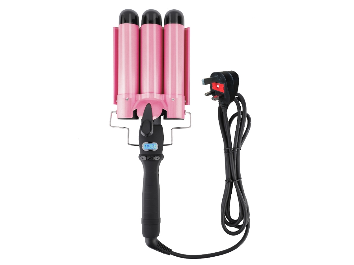 Rizador de pelo digital de cerámica de 3 barriles, 220 V, 32 mm, modelo 2026.