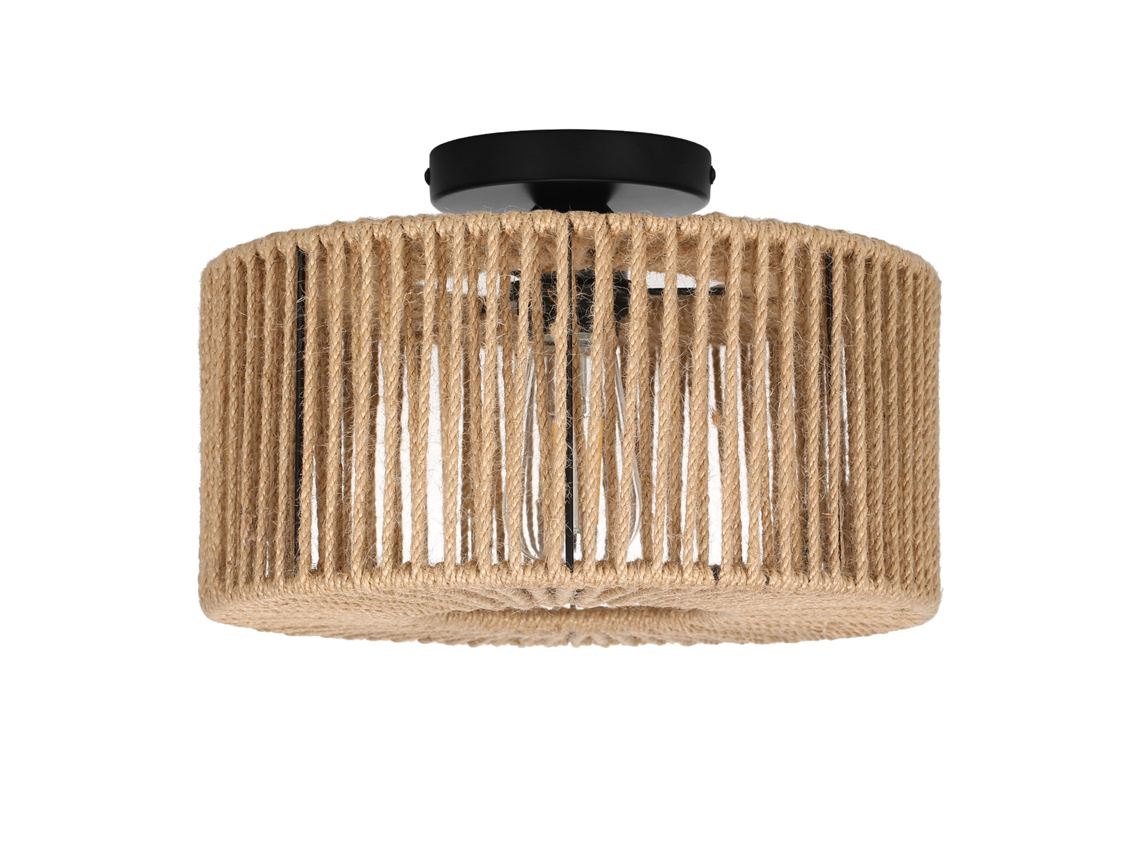 Lámpara De Techo De Estilo Rústico Vintage Con Tela De Mimbre, Semifija, Para Cocina, Sala De Estar, Pasillo, Casquillo E27.