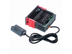 Controlador digital de temperatura y humedad con sensor integrado y salida de relé.