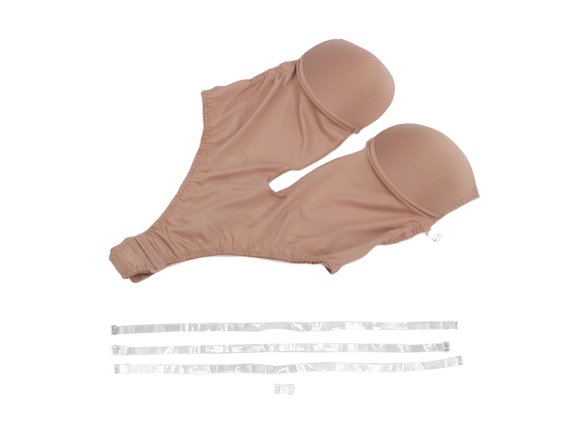 Body De Una Pieza Sin Espalda Con Sujetador Push-up Y Tirantes Transparentes Para Vestidos Con Escote En La Espalda.