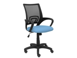 Silla De Oficina Vianos Con Mecanismo Basculante Tapizada Con Tela Color Azul Cielo Y Malla Color Negro