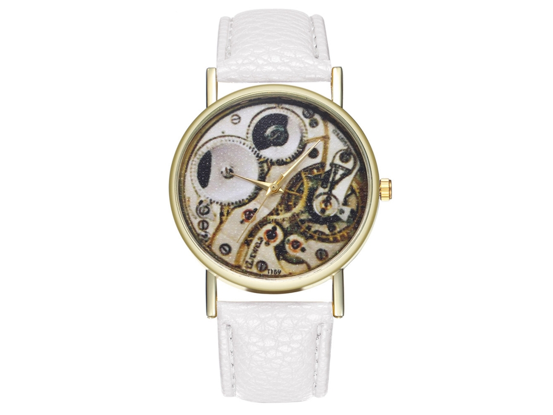 Reloj Zhoulianfa T159-a Coreano De Moda Informal Para Parejas, Con Correa De Cuero Blanco Y Movimiento De Cuarzo.