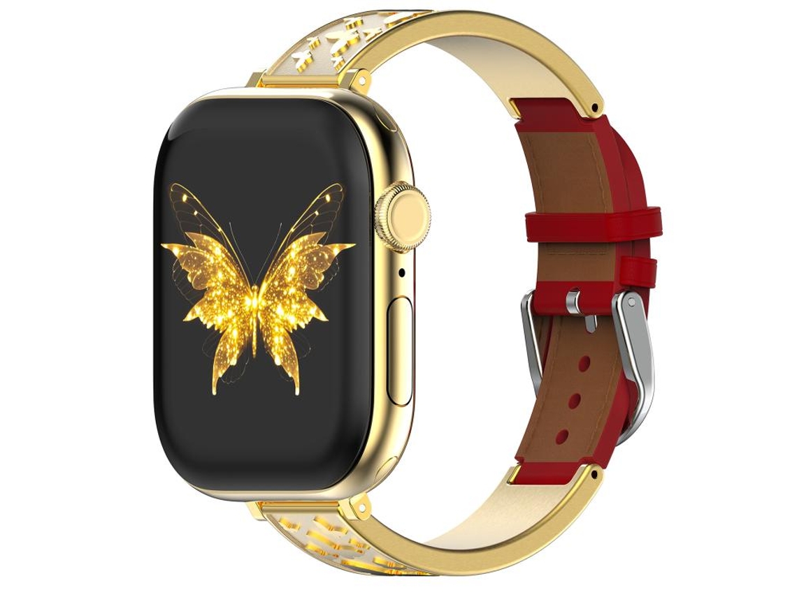 Correa para Apple Watch de 42/41/40/38 mm - Mariposa híbrida: acero inoxidable y cuero genuino.
