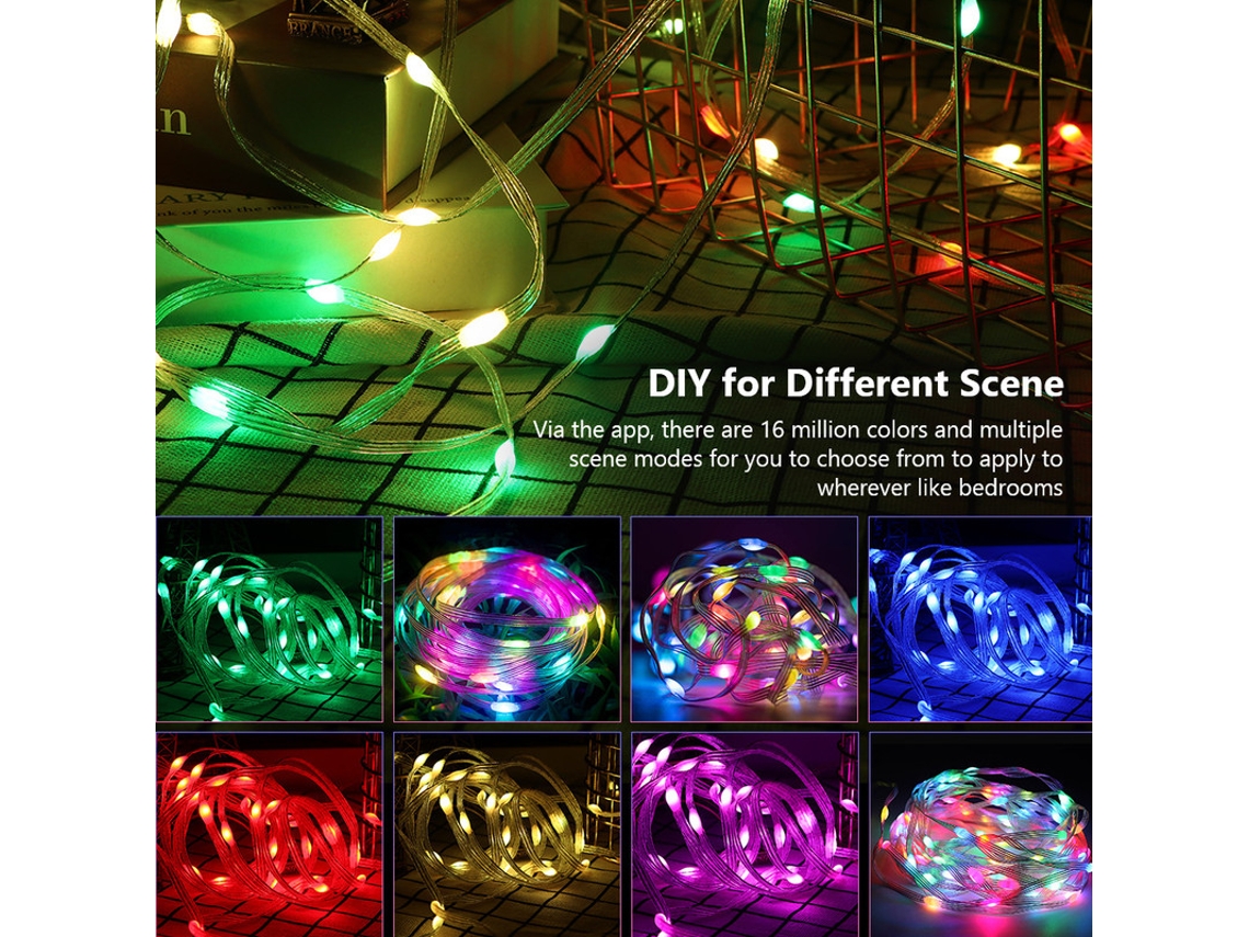 Cadena Luminosa Colorida con Usb Bluetooth App 10M 100 Luces 24 Teclas de Control Remoto KH2023