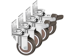 Conjunto De 4 Ruedas Giratorias 50mm, 100kg, Poliuretano Suave, Freno, Acero Galvanizado, Interior/exterior