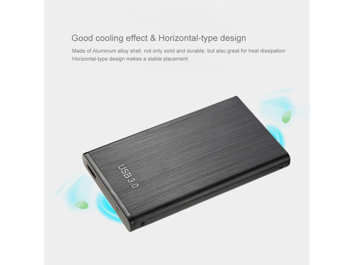 Caja Externa De Aluminio Para Ssd Y Hdd Sata 2.5'' A Usb3.0 De 6gbps, Color Negro