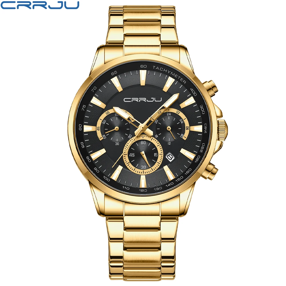 Reloj Deportivo Cronógrafo Para Hombre, Resistente Al Agua, Estilo Militar, Elegante Caja De Acero Inoxidable (dorado)