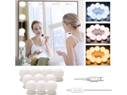 Kit de luces LED para maquillaje Hollywood, 10 bombillas, USB, control de brillo y modos NEVEANCE
