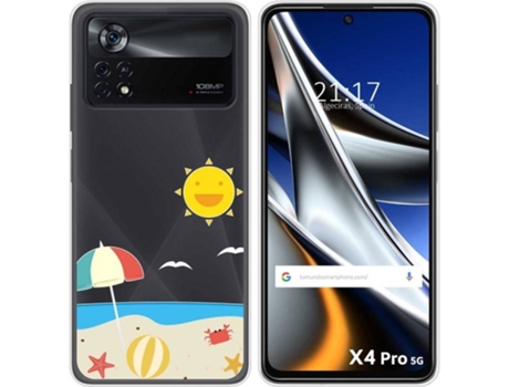 Carcasa para Xiaomi Poco X4 Pro 5G TUMUNDOSMARTPHONE Dibujos Transparente Playa Multicolor