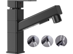 JILLIOPER Grifo del fregadero de baño con pulverizador, construcción de acero inoxidable sin plomo para durabilidad y seguridad, rociador desplegable rotativo p