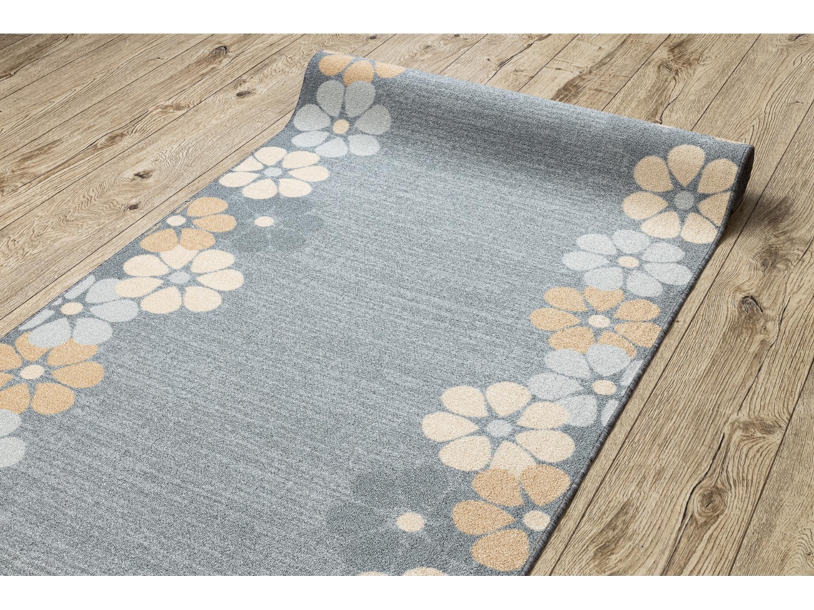 Alfombra de Pasillo con Refuerzo de Goma Margaretka Flor, Gris 133 cm