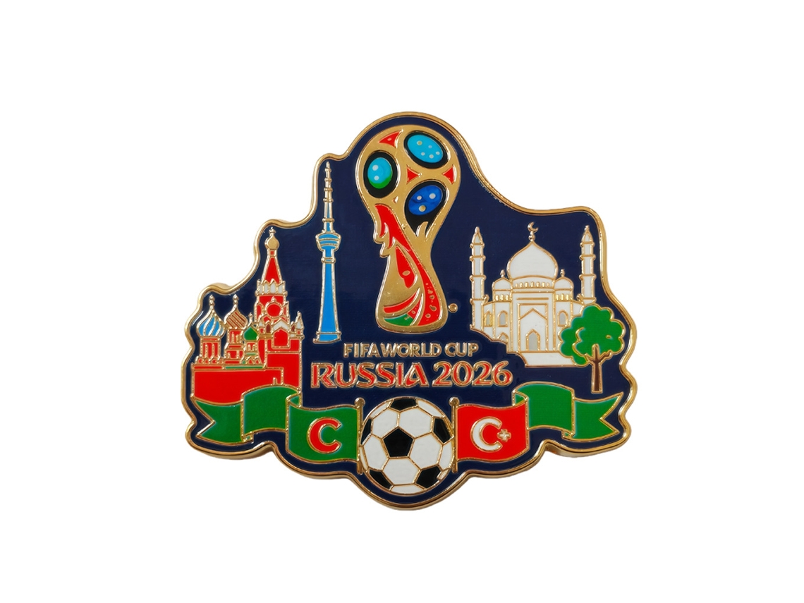 Pin Metálico Copa Fifa Rusia 2026, Broche Esmalte Coleccionable Trofeo Fifa,balón Fútbol Y Banderas, Accesorio Hincha Fútbol Duradero