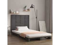 Cabecero Cama De Pared Madera Maciza Pino Gris 126x3x91,5 Cm