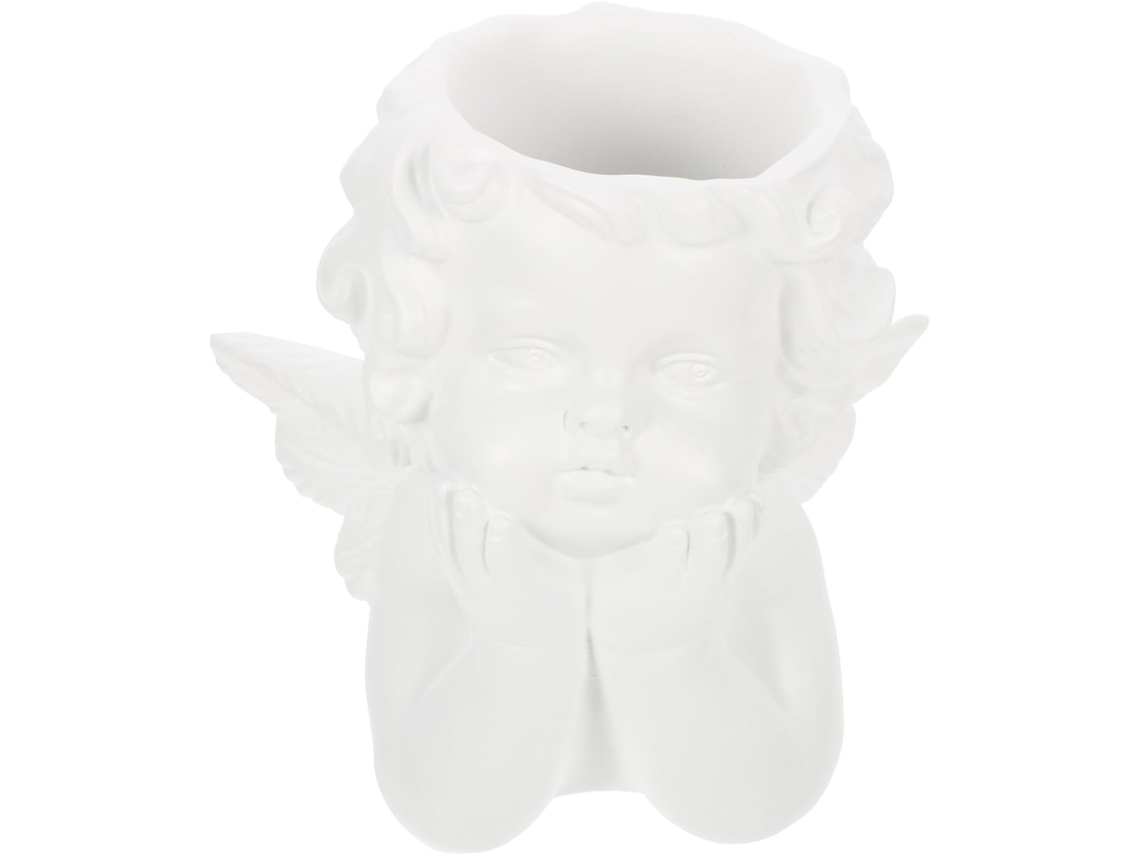 Maceta Decorativa De Resina Blanca, Maceta Mediana Para Interiores