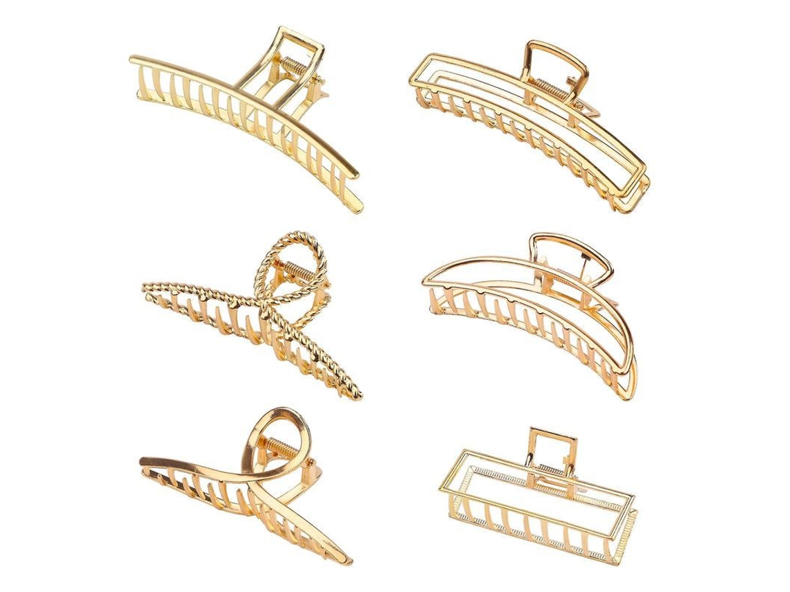 6 Pinzas Metálicas Para El Cabello Para Mujeres Y Niñas, Anticaída, De Diseño, Grandes Y Seguras Para Cabello Grueso Y Fino.