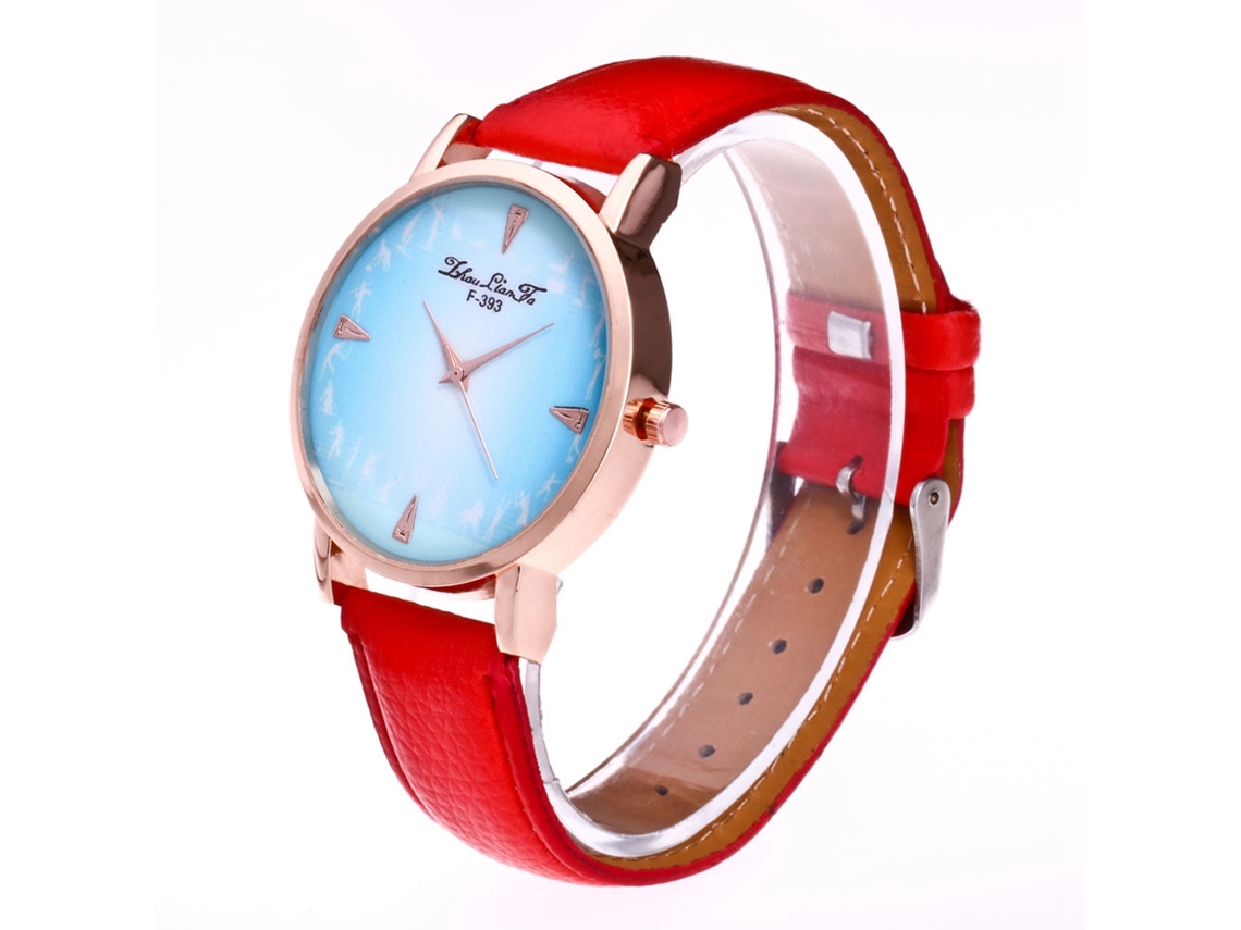 Reloj Zhoulianfa F-393a De Cuarzo Con Correa De Cuero Rojo Para Hombres, Estudiantes Y Empresarios.
