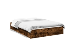 VIDAXL Cama Ahumada con Cajones Madera de Roble Madera Marrón (203x123x28cm)
