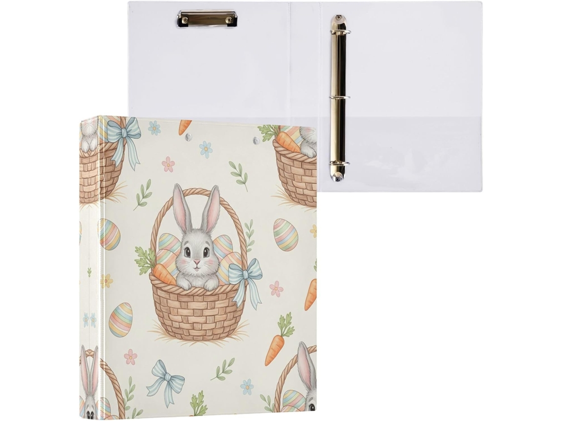 Besportble Carpeta De Conejito Pascua Redondo Y Portapapeles Oficina Pvc. 27,9 X 21,6 Cm 31,5 27 6