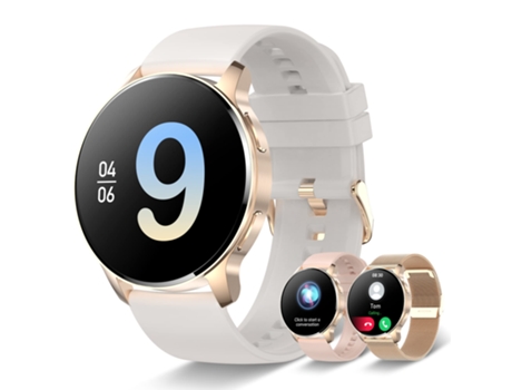 Reloj inteligente para mujer, reloj deportivo con pantalla táctil de 1, 32 pulgadas, podómetro deportivo resistente al agua con función de teléfono...