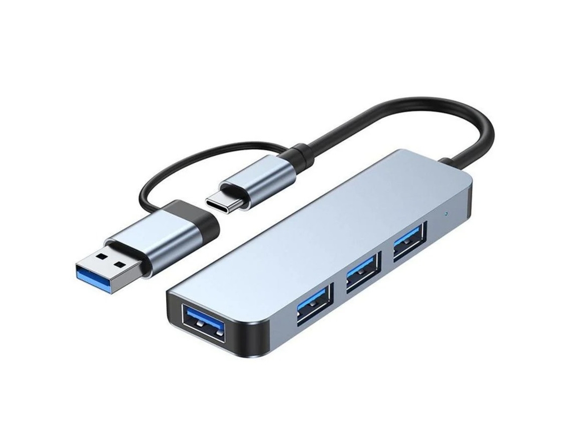 Adaptador USB 3.0 a USB 3.0 4 en 1, 1 unidad, 2,03, Yizhood, color plata