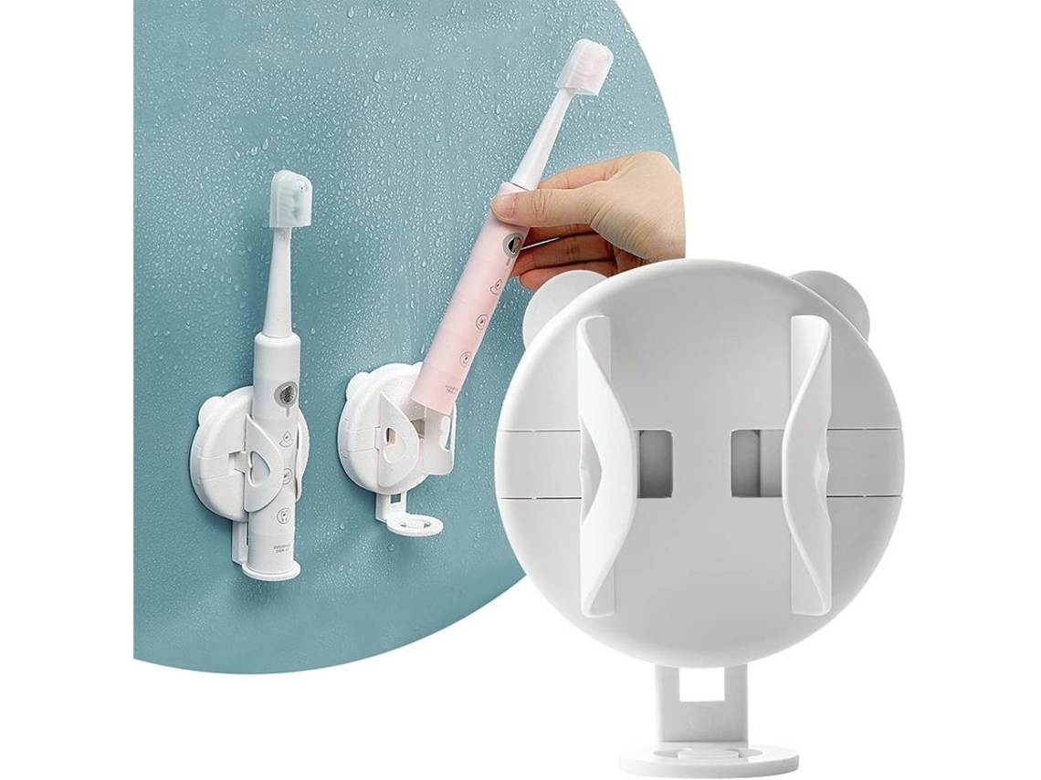 Soporte de pared para cepillos de dientes eléctricos, organizador adhesivo con 2 posiciones, antibacteriano y ahorra espacio.