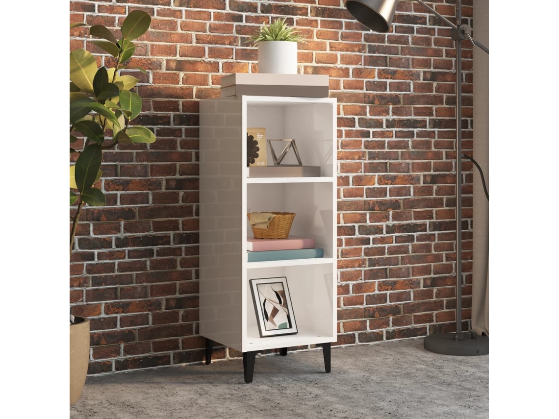 Aparador De Madera Contrachapada Blanco Brillo 34,5x32,5x90 Cm